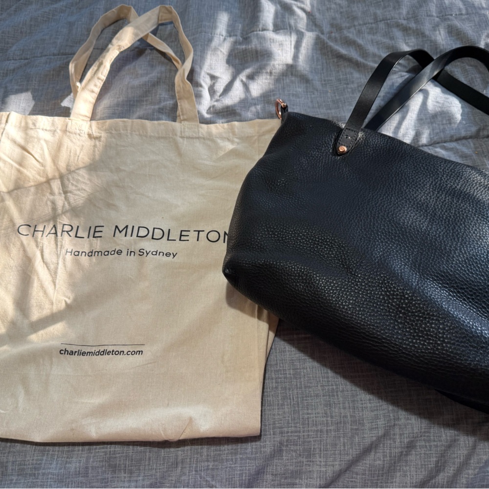 Charlie Middleton black  Leather Tote
